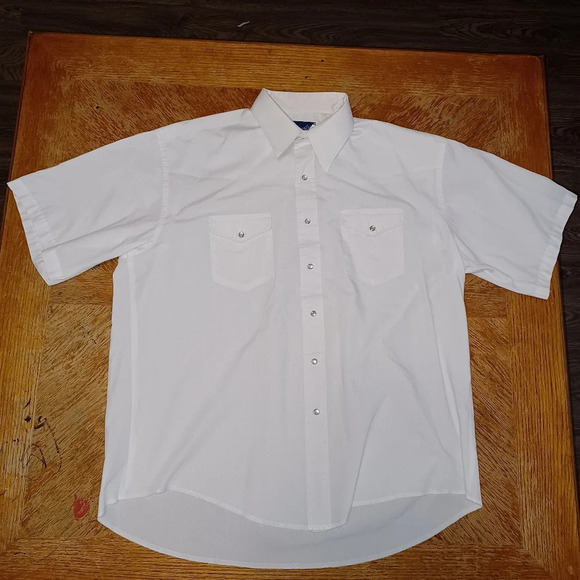 Wrangler X-Long Tails Pearl Snap White Short Sleeve Shirt Mens Size-XL. See pict - Picture 1 of 5